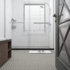 Room scene of UMORE Classico Gray 2" Porcelain Penny Mosaic Tile