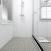 Room scene of UMORE Classico Gray 2" Porcelain Penny Mosaic Tile