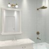 Room scene of UMORE Classico White 1" Porcelain Penny Mosaic Tile