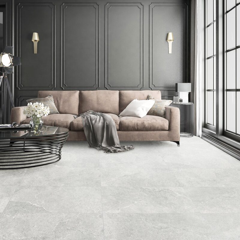 Room scene of UMORE Bari Charcoal Porcelain Tile